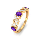 Natural Oval Amethyst Half Eternity Ring with Diamond AAA - Rosec Jewels