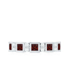 Certified Natural Garnet Diamond Half Eternity Anniversary Ring AAA - Rosec Jewels