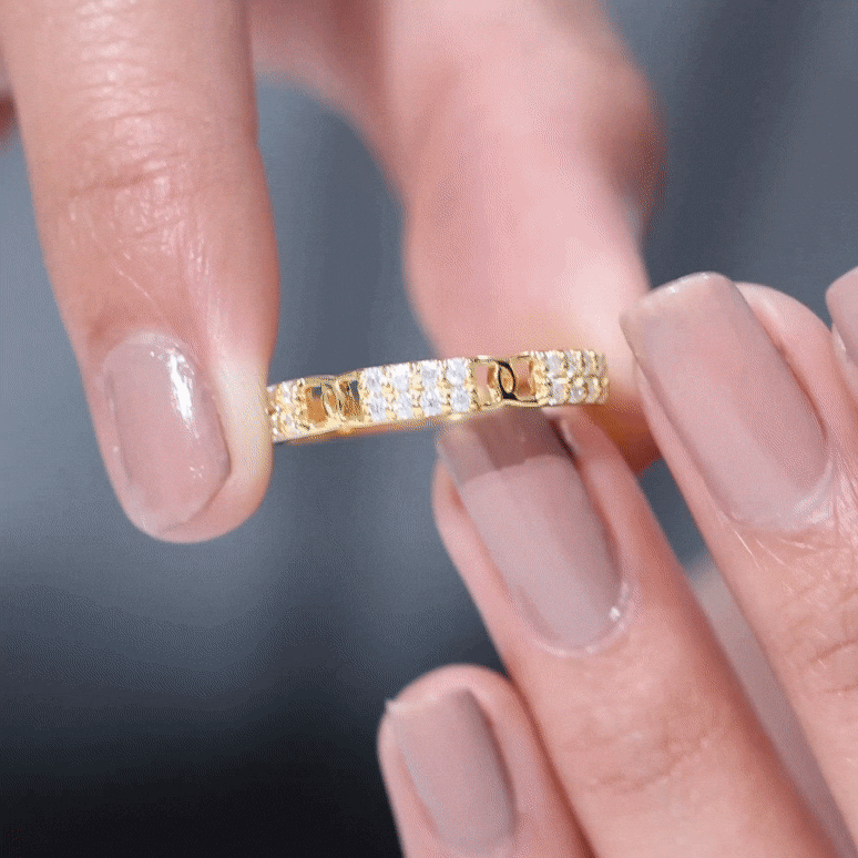 Certified Natural Diamond Interlock Half Eternity Band Ring Natural - ( HI-SI ) - Rosec Jewels