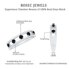 Round Cut Black Onyx and Diamond Half Eternity Band Ring AAA - Rosec Jewels