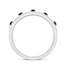 Round Cut Black Onyx and Diamond Half Eternity Band Ring AAA - Rosec Jewels