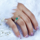 Natural Emerald Diamond Antique Looking Engagement Ring AAA - Rosec Jewels