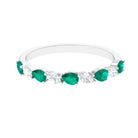 Natural Pear Shape Emerald Half Eternity Ring in East West Style AAA - Rosec Jewels