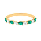 Natural Pear Shape Emerald Half Eternity Ring in East West Style AAA - Rosec Jewels
