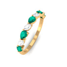 Natural Pear Shape Emerald Half Eternity Ring in East West Style AAA - Rosec Jewels