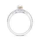 Rosec Jewels-Cultured Freshwater Pearl 2 Carat Engagement Ring with Diamond Halo