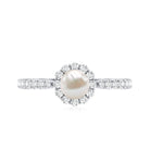 Rosec Jewels-Cultured Freshwater Pearl 2 Carat Engagement Ring with Diamond Halo