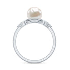 Rosec Jewels-Nature Inspired 3 Carat Freshwater Pearl Engagement Ring with Diamond
