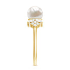 Rosec Jewels-Nature Inspired 3 Carat Freshwater Pearl Engagement Ring with Diamond
