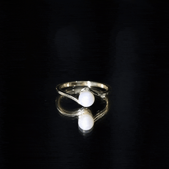 2 Carat Solitaire Freshwater White Pearl Bypass Engagement Ring for Women AAA - Rosec Jewels