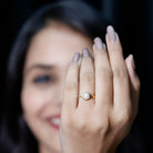 2 Carat Solitaire Freshwater White Pearl Bypass Engagement Ring for Women AAA - Rosec Jewels