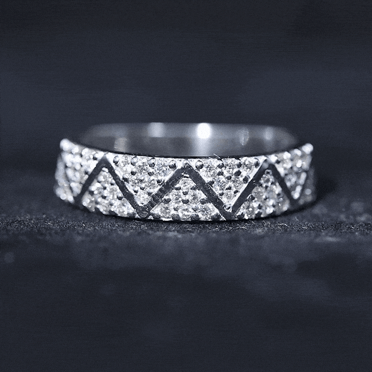 Certified Diamond Designer Wedding Band Ring Natural - ( HI-SI ) - Rosec Jewels