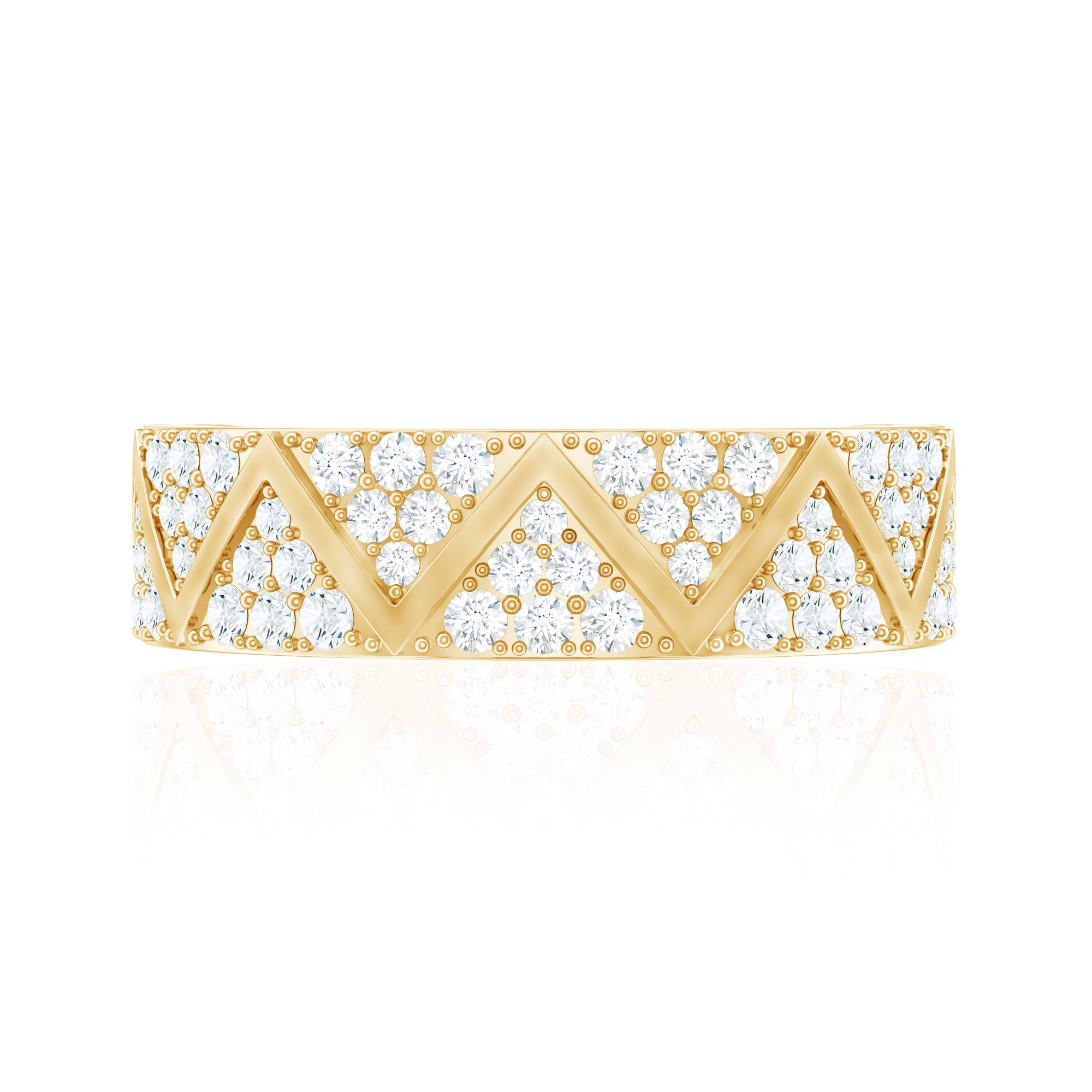 Certified Diamond Designer Wedding Band Ring Natural - ( HI-SI ) - Rosec Jewels