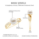 Cultured 3 Carat Freshwater Pearl Engagement Ring with Diamond AAA - Rosec Jewels