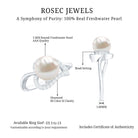 Rosec Jewels-Cultured Freshwater Pearl Promise Ring with Diamond Leaf