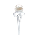 Rosec Jewels-Cultured Freshwater Pearl Promise Ring with Diamond Leaf