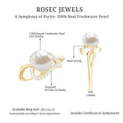 Rosec Jewels-Cultured Freshwater Pearl Promise Ring with Diamond Leaf