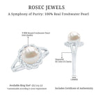 Split Shank Freshwater Pearl and Diamond Braided Statement Ring AAA - Rosec Jewels