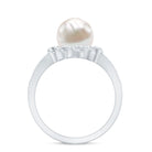 Split Shank Freshwater Pearl and Diamond Braided Statement Ring AAA - Rosec Jewels