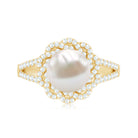 Split Shank Freshwater Pearl and Diamond Braided Statement Ring AAA - Rosec Jewels