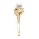 2 Carat Freshwater Pearl Bypass Engagement Ring with Diamond AAA - Rosec Jewels