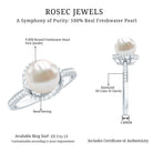 Rosec Jewels-Designer 7.4 Carat Freshwater Pearl Engagement Ring with Diamond