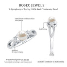 Cultured 2 Carat Freshwater Pearl Solitaire Engagement Ring with Diamond Crossover Shank AAA - Rosec Jewels