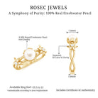 2 Carat Freshwater Pearl Flower Engagement Ring with Diamond AAA - Rosec Jewels