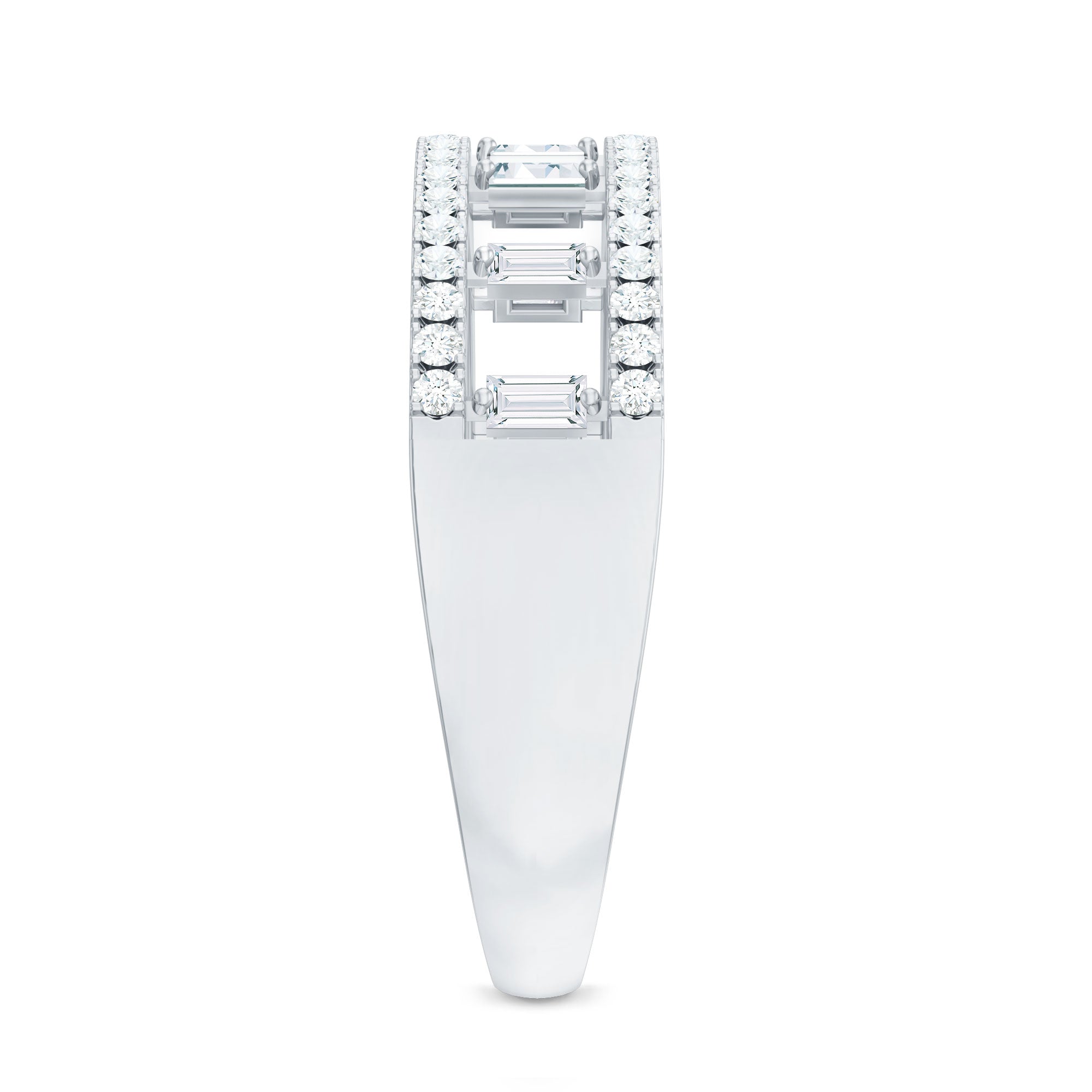 Rosec Jewels-Natural Baguette Diamond Half Eternity Band With Certificate