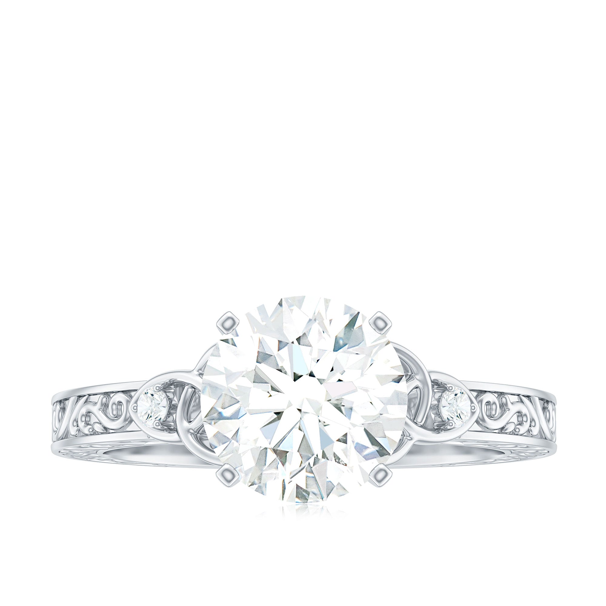 Antique Looking Round Moissanite Celtic Knot Engagement Ring D-VS1 - Rosec Jewels