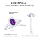 1 Carat Amethyst Designer Engagement Ring with Diamond for Women AAA - Rosec Jewels