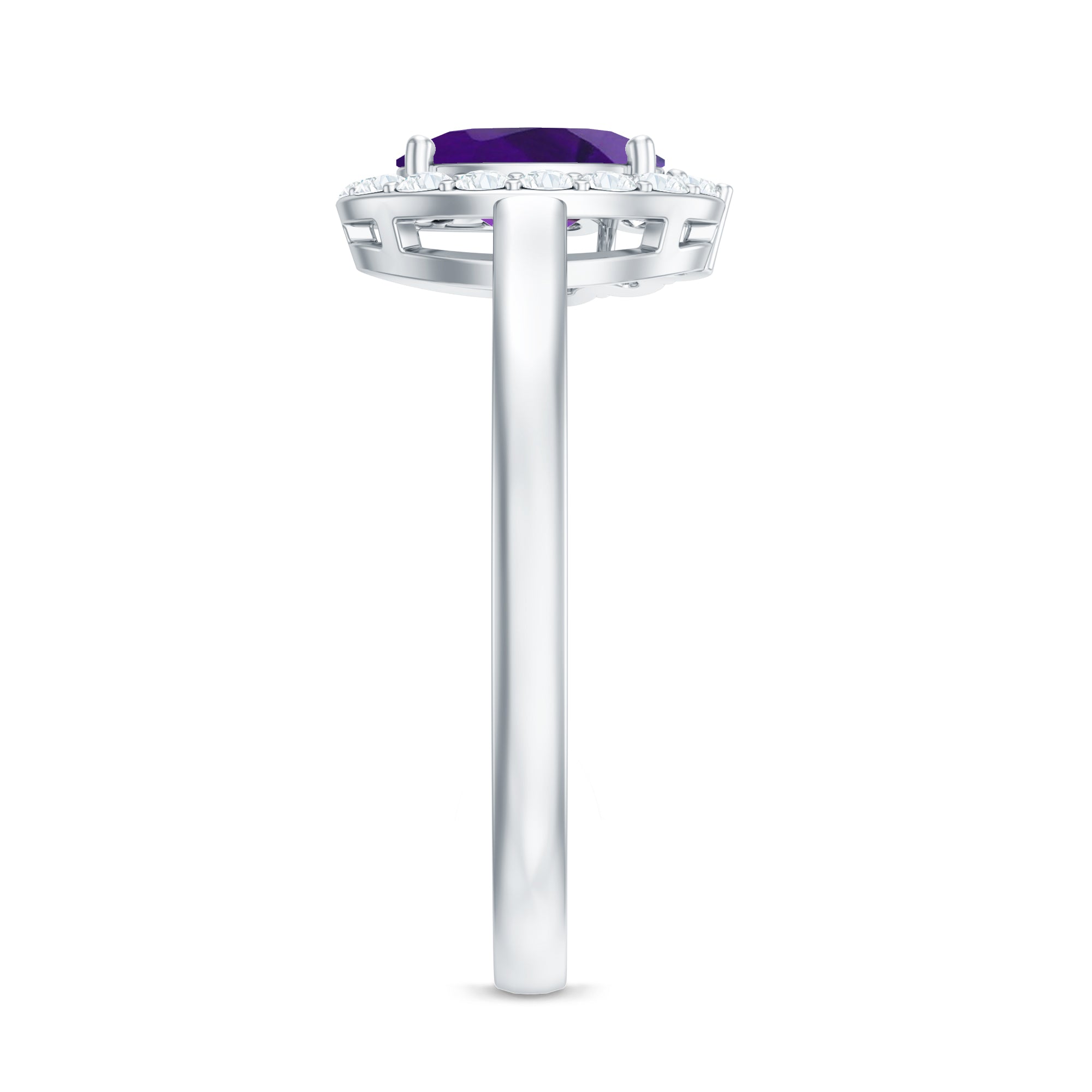 1 Carat Amethyst Designer Engagement Ring with Diamond for Women AAA - Rosec Jewels
