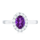 1 Carat Amethyst Designer Engagement Ring with Diamond for Women AAA - Rosec Jewels
