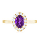 1 Carat Amethyst Designer Engagement Ring with Diamond for Women AAA - Rosec Jewels