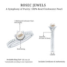 2 Carat Freshwater Pearl and Diamond Flower Engagement Ring AAA - Rosec Jewels