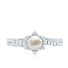 2 Carat Freshwater Pearl and Diamond Flower Engagement Ring AAA - Rosec Jewels
