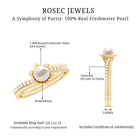 2 Carat Freshwater Pearl and Diamond Flower Engagement Ring AAA - Rosec Jewels