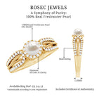 Rosec Jewels-2.50 CT Freshwater Pearl and Diamond Engagement Ring with Beaded Gold