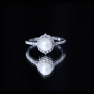Freshwater Pearl and Diamond Halo Engagement Ring AAA - Rosec Jewels