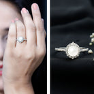 Freshwater Pearl and Diamond Halo Engagement Ring AAA - Rosec Jewels