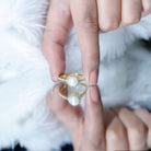 Freshwater Pearl and Diamond Halo Engagement Ring AAA - Rosec Jewels