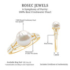 Rosec Jewels-Cultured 7.4 Carat Freshwater Pearl Engagement Ring with Lab Diamonds