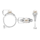 Rosec Jewels-Vintage Style 3 Carat Freshwater Pearl Engagement Ring with Diamond Split Shank