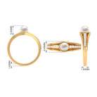 Cultured 2 Carat Freshwater Pearl Engagement Ring with Diamond AAA - Rosec Jewels