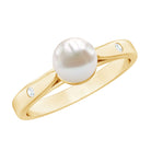 Rosec Jewels-Natural 2 Carat Freshwater Pearl Solitaire Ring with Diamond