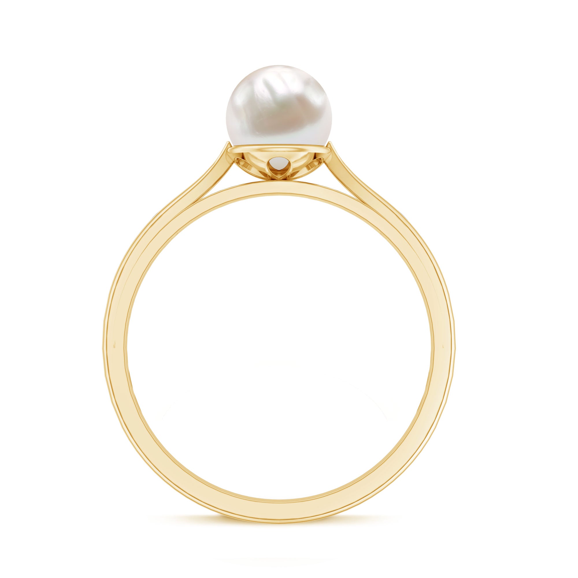Rosec Jewels-Natural 2 Carat Freshwater Pearl Solitaire Ring with Diamond
