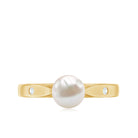 Rosec Jewels-Natural 2 Carat Freshwater Pearl Solitaire Ring with Diamond