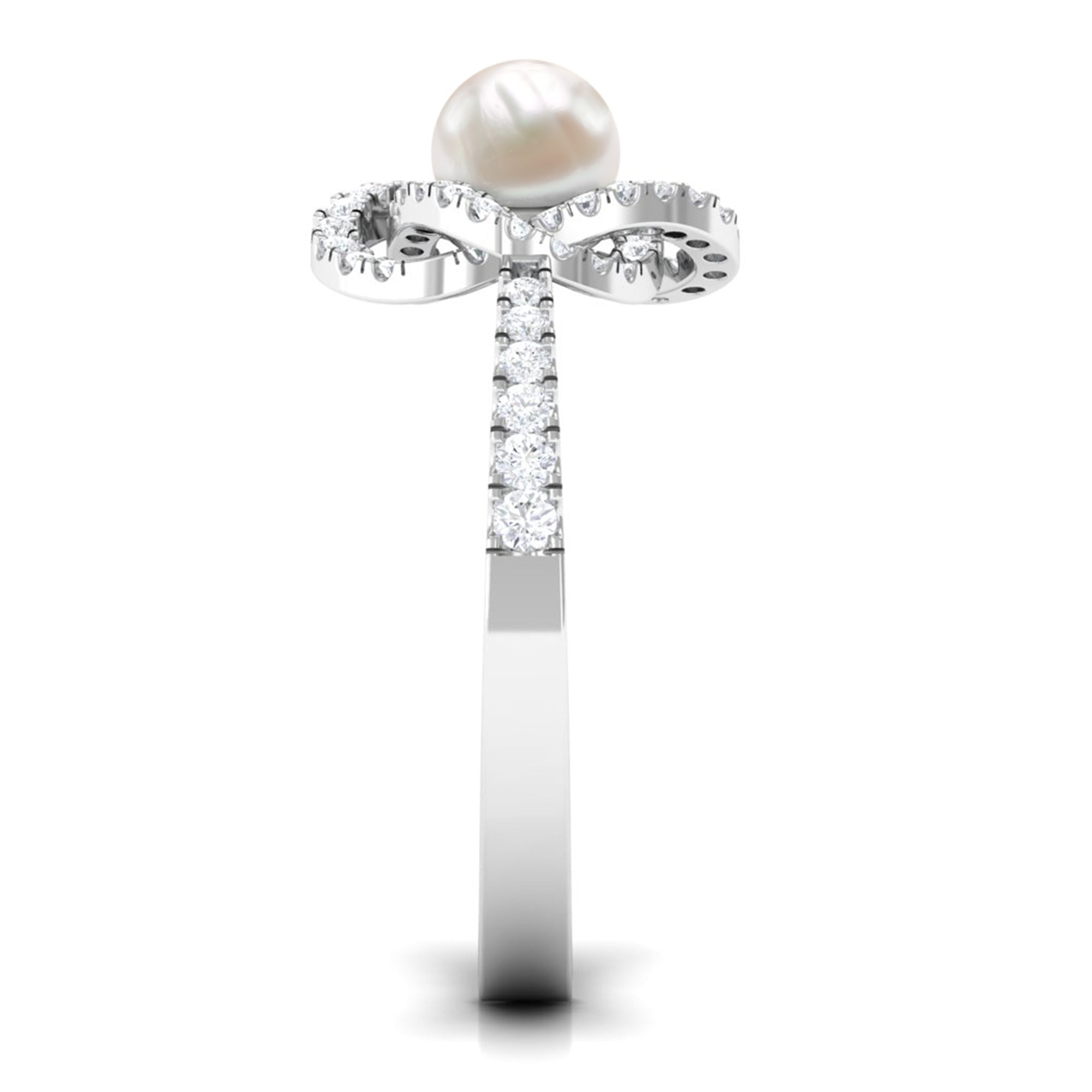 Rosec Jewels-2.50 CT Freshwater Pearl Engagement Ring with Diamond Accent