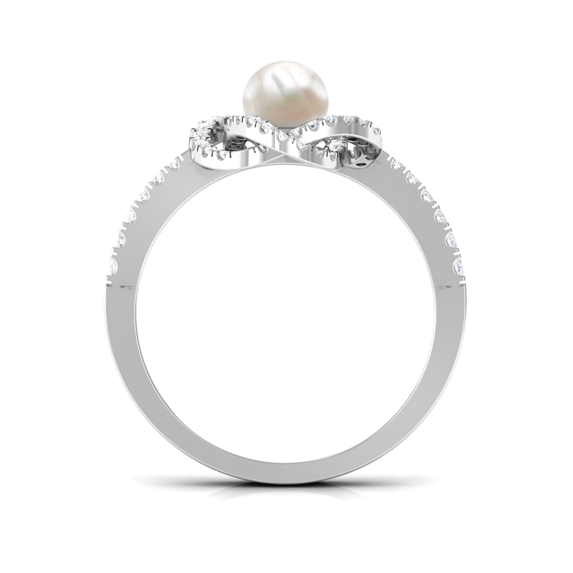 Rosec Jewels-2.50 CT Freshwater Pearl Engagement Ring with Diamond Accent