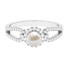 Rosec Jewels-2.50 CT Freshwater Pearl and Diamond Engagement Ring with Split Shank